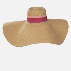 TRINA TURK Palmas Ultra-Wide 8.5" Brim Oversized Straw Floppy Sun Hat